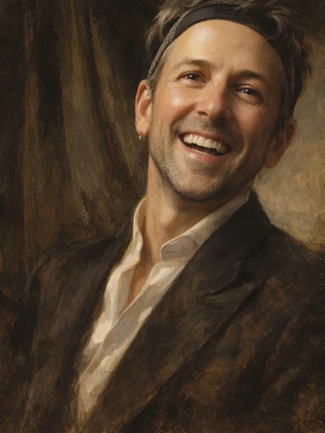 A man painted in Sargent’s society manner, dark coat, pale ground.
